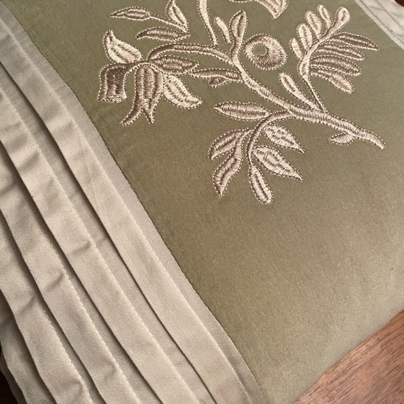 Vintage 2 Embroidered Sage Green & Beige Accent Pillows - Picture 4 of 11